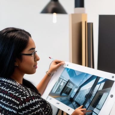 Interior design student working on a project