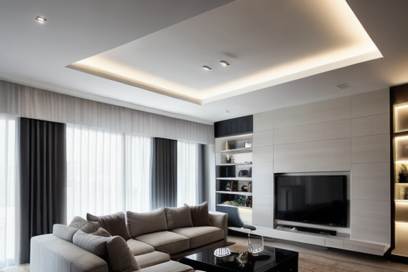 A modern living room with contemporary lighting