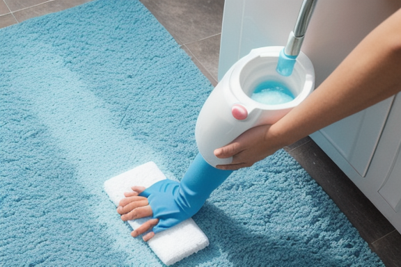 Cleaning a bathroom rug