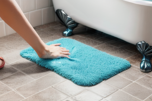 Lavando um tapete de banho