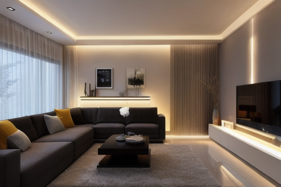 Iluminação LED em uma sala de estar moderna