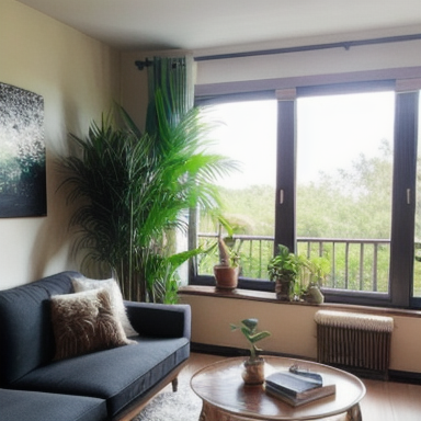 Cozy living room with plants