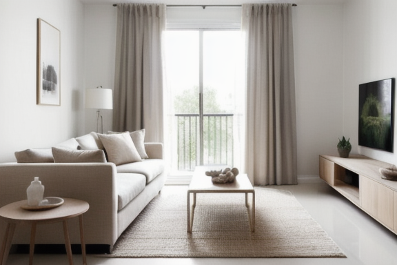 Exemplo de decoração clean em uma sala de estar