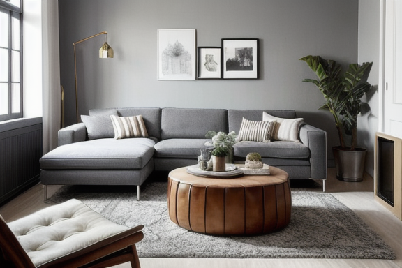 Living room with stylish furniture and accessories