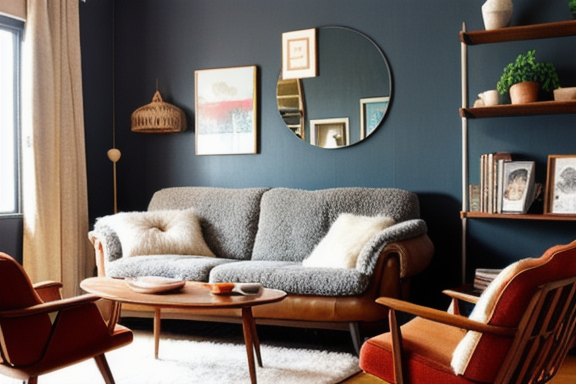 Cozy retro living room with vintage furniture