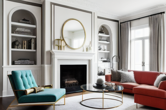 Designer de interiores trabalhando em uma sala de estar estilosa