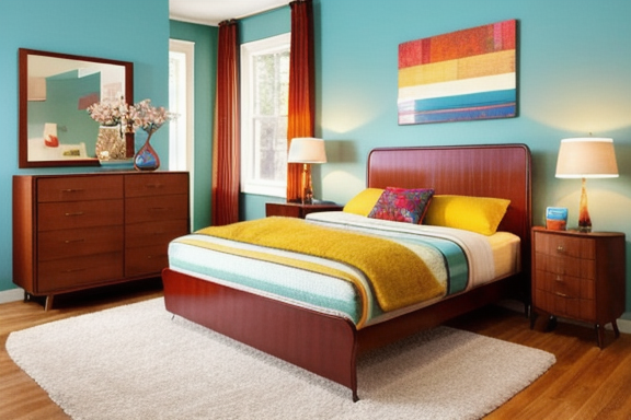 Cozy retro bedroom with retro furniture