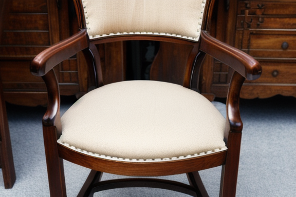 A skilled craftsman applying a protective finish to a beautifully restored antique chair