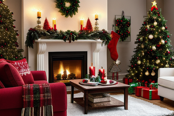 Cozy living room decorated for Christmas