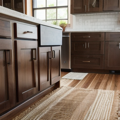 Tapete de fibra natural na cozinha