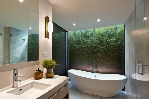 Bathroom with modern decor and natural elements