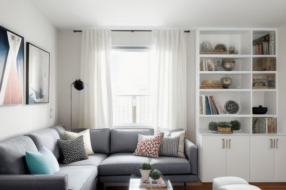 Small living room with light color scheme