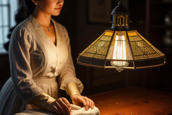 Person cleaning an antique lamp