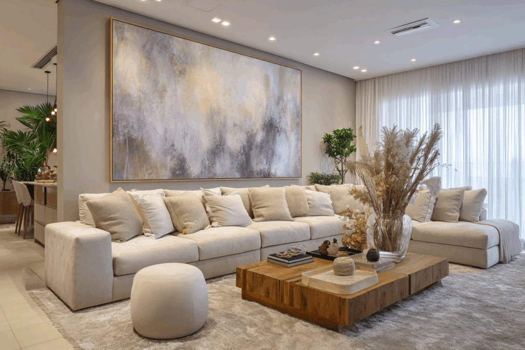 O tipo de quadro que faz sua sala parecer mais ampla e iluminada